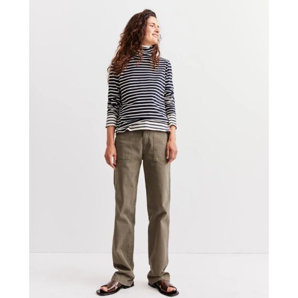 Kule Navy Cream Striped The Turtleneck Long Sleeve Top Size XS - Picture 1 of 11